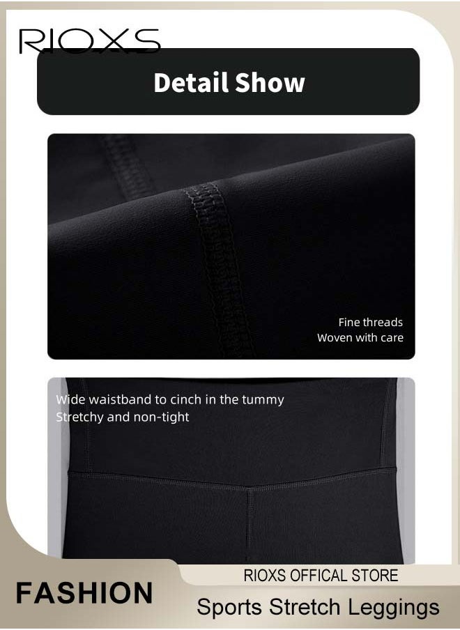 Women's High Waisted Yoga Pants,Stretch Capri Leggings With Side Pockets,Workout Tummy Control Leggings For Sports Gym Yoga Tights,Skinny Leggings For Women Ladies Running