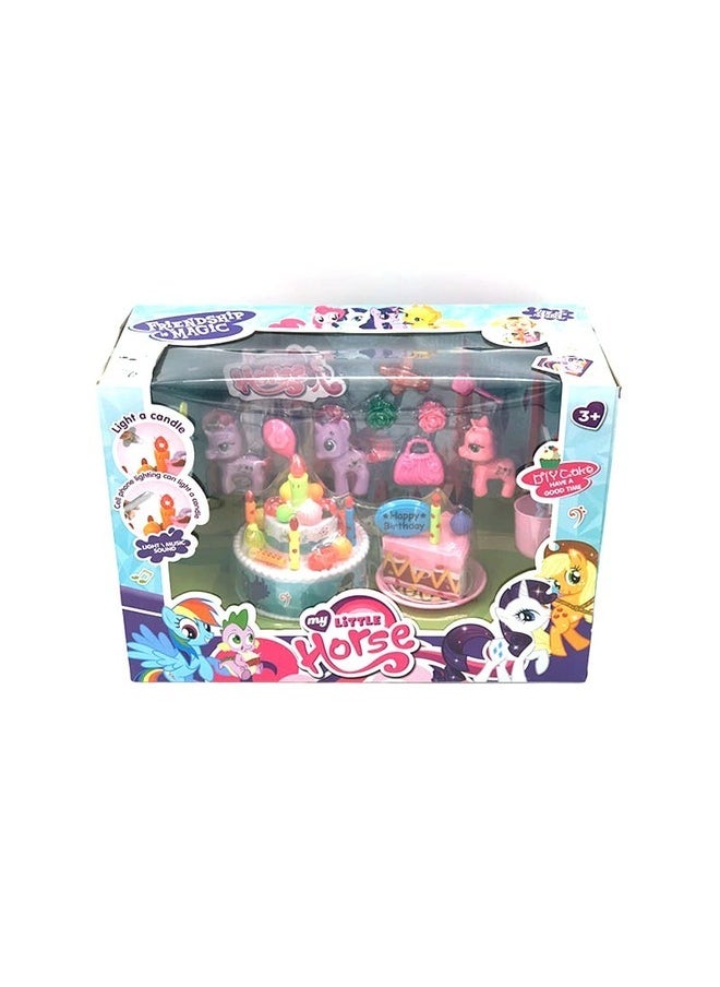 Pony Cake Playset with Tools and Little Pony Dolls Fun Baking Game for Kids