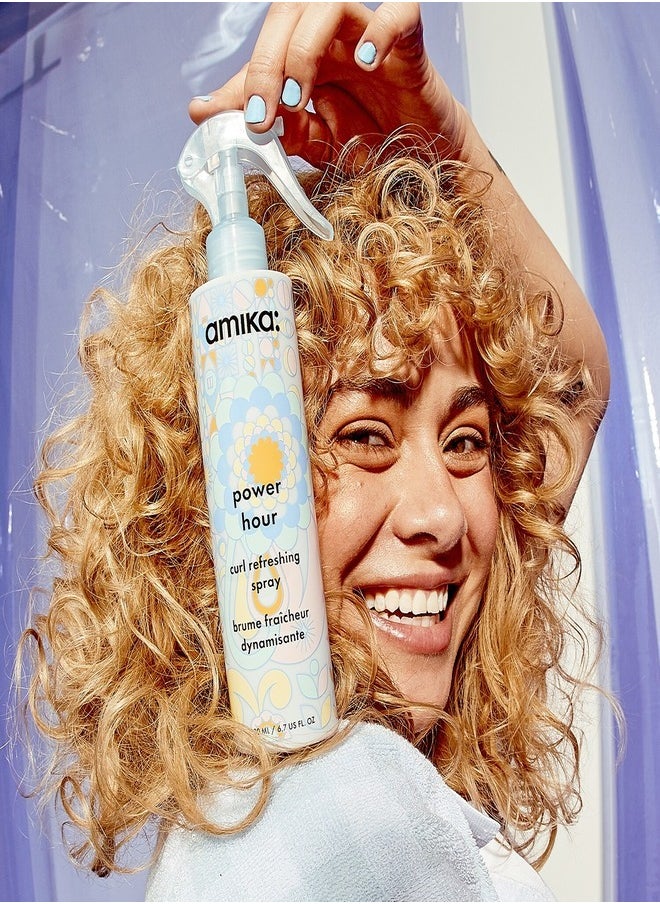 AMIKA Power Hour Curl Refreshing Spray 200ml - Revitalizing Curl Re-Activator for Bouncy, Defined, and Frizz-Free Curls