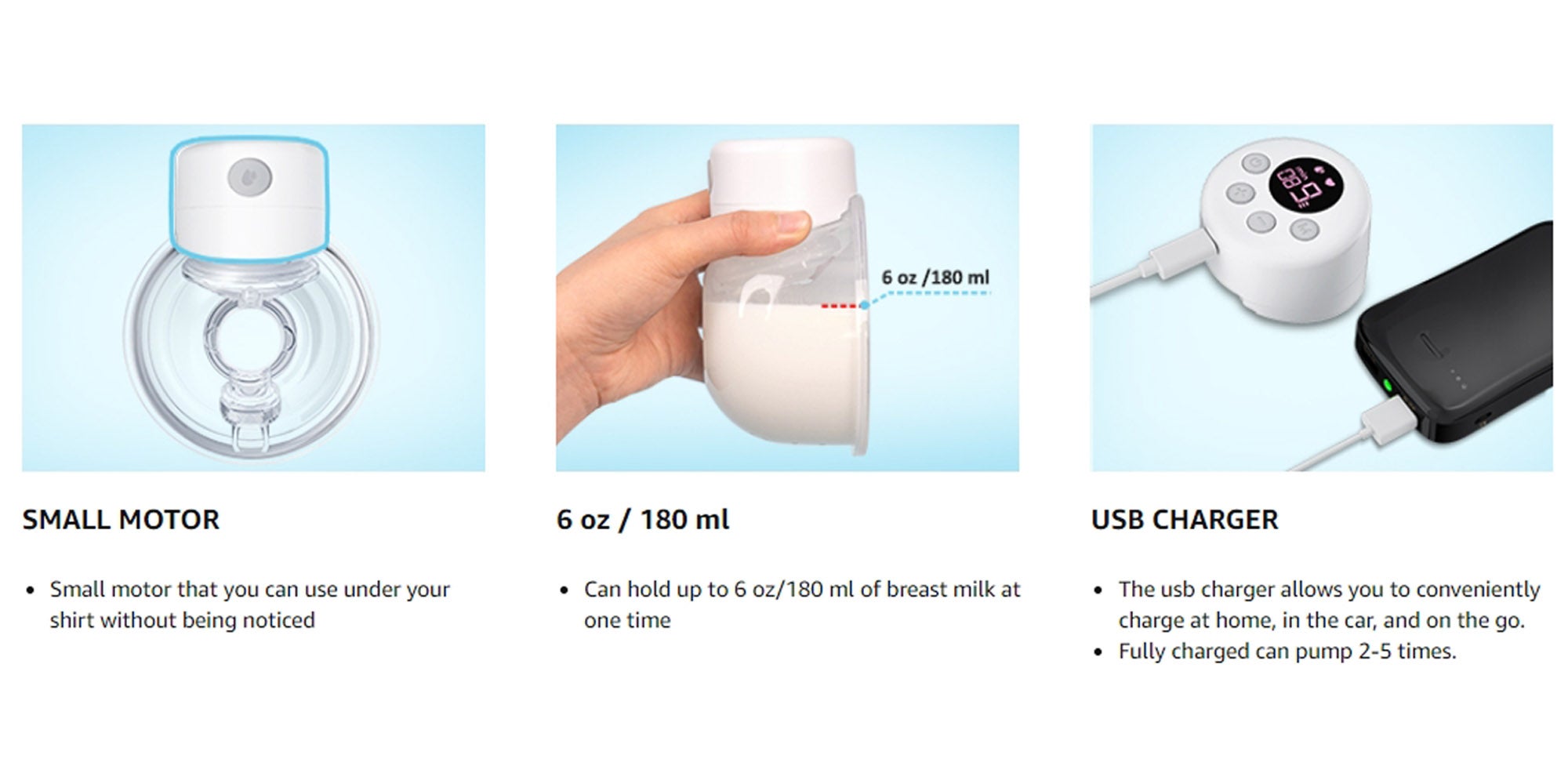 Pack Of 2 Portable Double Hands-Free Electric Brest Pump With LCD Display And 30 Piece Milk Pouch