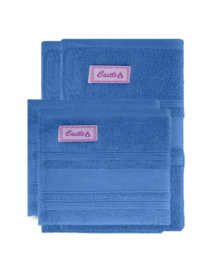 Home Castle (Blue) 2 Hand Towel (50 x 90 Cm) & 2 Bath Towel (70 x 140 Cm) Premium Cotton Highly Absorbent, High Quality Bath linen with Diamond Dobby 550 Gsm Set of 4