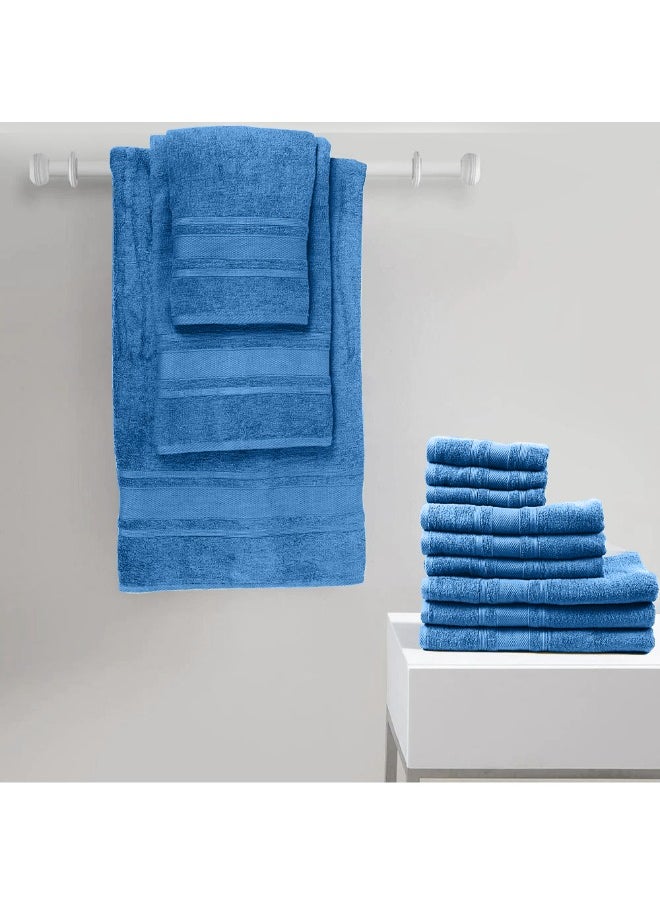 Home Castle (Blue) 2 Hand Towel (50 x 90 Cm) & 2 Bath Towel (70 x 140 Cm) Premium Cotton Highly Absorbent, High Quality Bath linen with Diamond Dobby 550 Gsm Set of 4