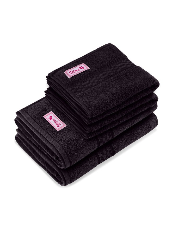 Home Ultra (Brown) 2 Hand Towel (50 x 90 Cm) & 2 Bath Towel (70 x 140 Cm) Premium Cotton Highly Absorbent, High Quality Bath linen with Checkered Dobby 550 Gsm Set of 4