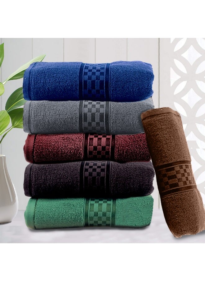 Home Ultra (Brown) 2 Hand Towel (50 x 90 Cm) & 2 Bath Towel (70 x 140 Cm) Premium Cotton Highly Absorbent, High Quality Bath linen with Checkered Dobby 550 Gsm Set of 4