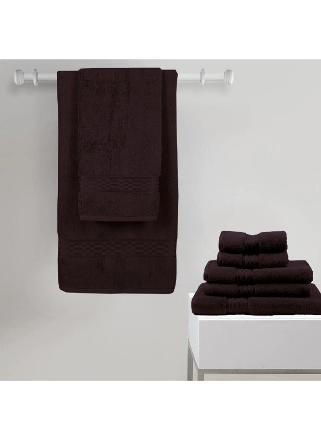 Home Ultra (Brown) 2 Hand Towel (50 x 90 Cm) & 2 Bath Towel (70 x 140 Cm) Premium Cotton Highly Absorbent, High Quality Bath linen with Checkered Dobby 550 Gsm Set of 4