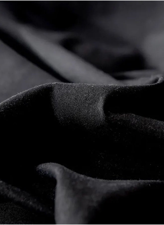 King Size 6-Piece Premium Quality Bedding Set in Solid Black, No Filler Included.