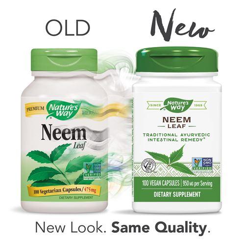 Neem Leaf Traditional Intestinal Support* 950mg - 100 Vegan Capsules Packaging may vary