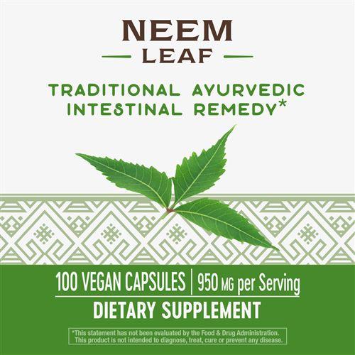 Neem Leaf Traditional Intestinal Support* 950mg - 100 Vegan Capsules Packaging may vary