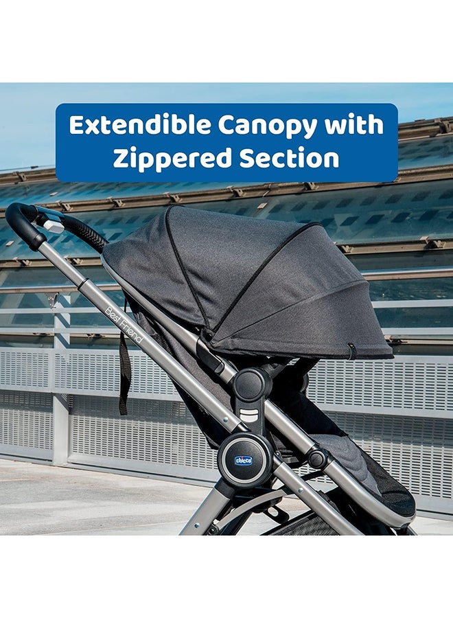 Best Friend Pro Stroller 0M-3Y, Super Compact Closed With One Hand, With Rain Protection, Backrest Can Be Fully Folded Back , 11.2 Kg. Pirate Black