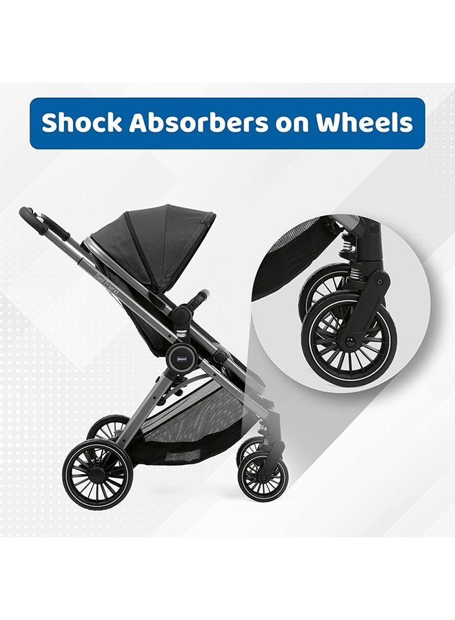 Best Friend Pro Stroller 0M-3Y, Super Compact Closed With One Hand, With Rain Protection, Backrest Can Be Fully Folded Back , 11.2 Kg. Pirate Black