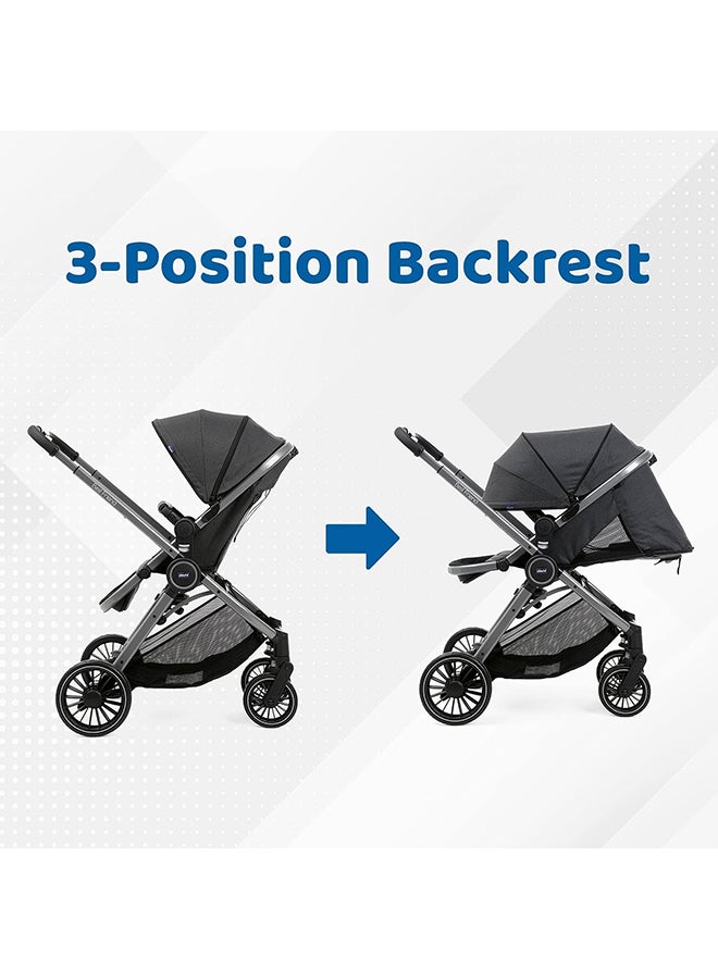Best Friend Pro Stroller 0M-3Y, Super Compact Closed With One Hand, With Rain Protection, Backrest Can Be Fully Folded Back , 11.2 Kg. Pirate Black