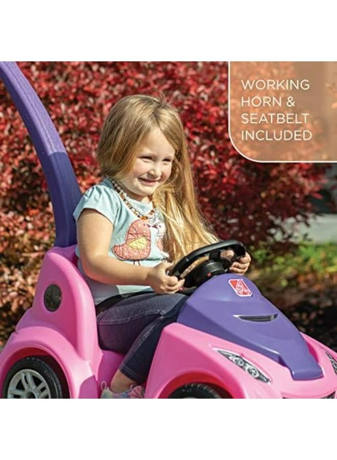 Buggy GT, Single Seater Kids Push Car, Easy to Store Ride On Toy with Seatbelt, Horn and Storage Trunk, Suitable for Children both Boys and Girls Aged 18m and Above, Pink