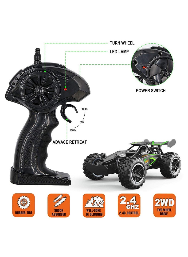 Remote Control Race Car - 1:18 RC Drift Car - High Speed Vehicle Toy - 2WD, 2.4Ghz, 15KM/H , Rechargeable Battery, Suitable for Various Terrains - Kids Gifts