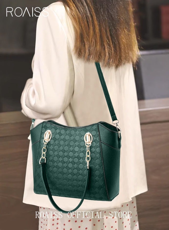 Large Shoulder Crossbody Bag for Women with Matching Clutch Ladies Tote Bag and Satchel with Hardware Buckle and Bottom Rivet