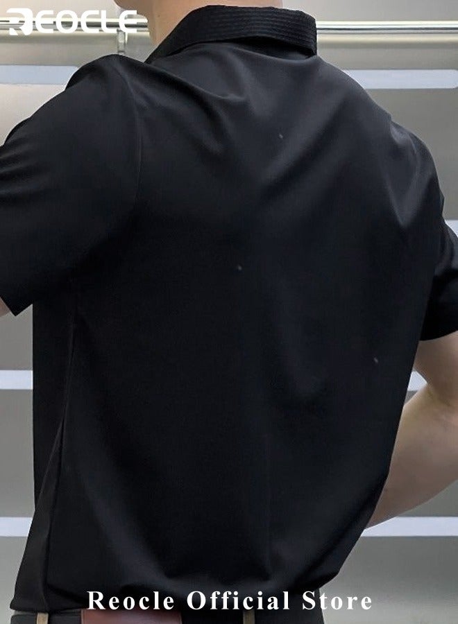 Men's Polo Shirts Quick Dry Short Sleeve Golf Shirt Casual Moisture Wicking Shirt Business Polo Shirt Athletic Performance Polo Shirt