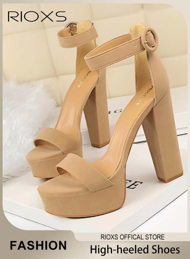 Women's 13cm Stiletto Sandals, Stylish Comfortable Ankle Strap Open-toe High Heels with 4.5cm Waterproof Platform, Suitable for All Kinds of Occasions