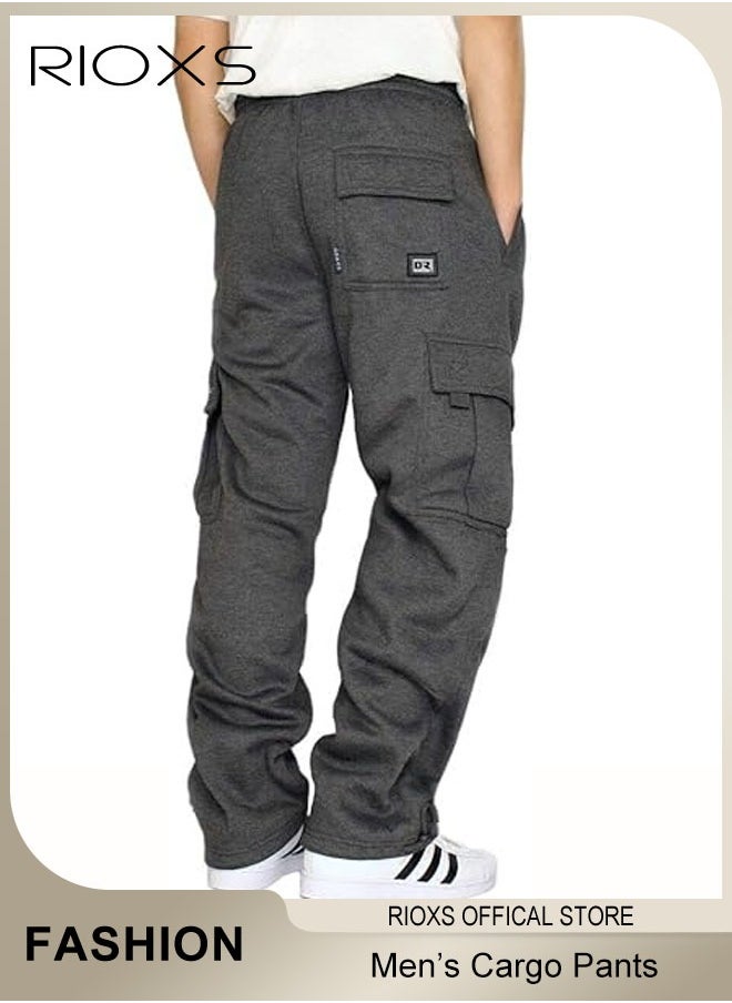 Men's Cargo Pants, Relaxed Fit Drawstring Elastic Waist Joggers, Comfy Hiking Sweatpants For Men, Breathable Sports Athletic Trousers With Multiple Pockets, Stretch Loose Trousers For Go-out Travel Or Daily Wear