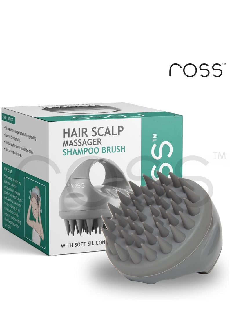 Scalp Massage Shampoo Brush with Soft Silicone Bristles Grey 2 Pack