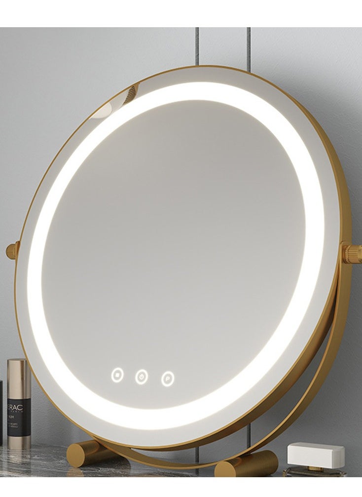 50 CM Large Vanity Mirror with Lights, Round LED Makeup Mirror, Light Up Mirror for Bedroom Tabletop, Smart Touch Control 3 Colors Dimmable, 360° Rotation