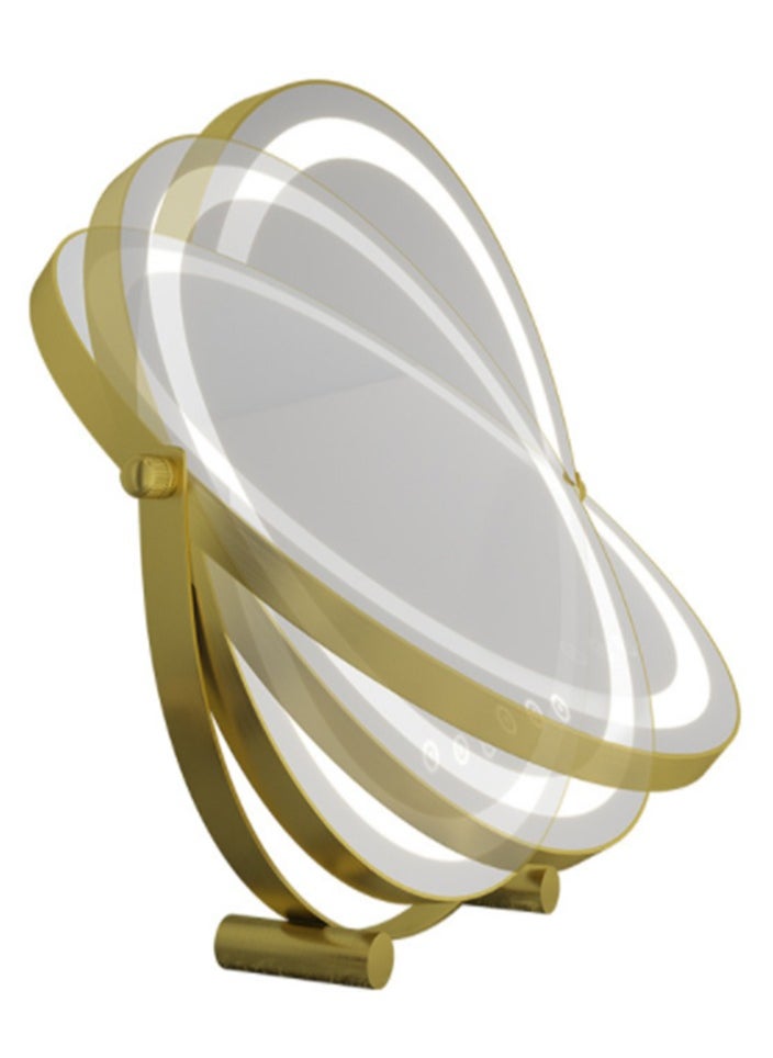 50 CM Large Vanity Mirror with Lights, Round LED Makeup Mirror, Light Up Mirror for Bedroom Tabletop, Smart Touch Control 3 Colors Dimmable, 360° Rotation