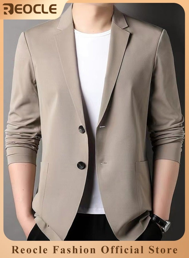 Men's Casual Knit Blazer Business Suit Jacket Slim Fit 2 Button Lightweight Unlined Sport Coat Long-Sleeve Classic-fit Blazer