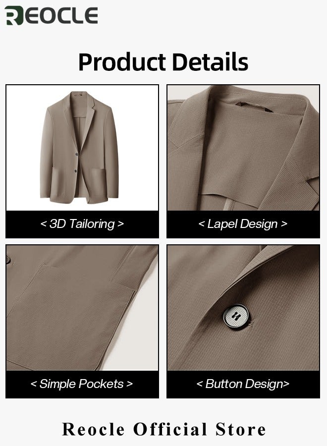 Men's Casual Knit Blazer Business Suit Jacket Slim Fit 2 Button Lightweight Unlined Sport Coat Long-Sleeve Classic-fit Blazer
