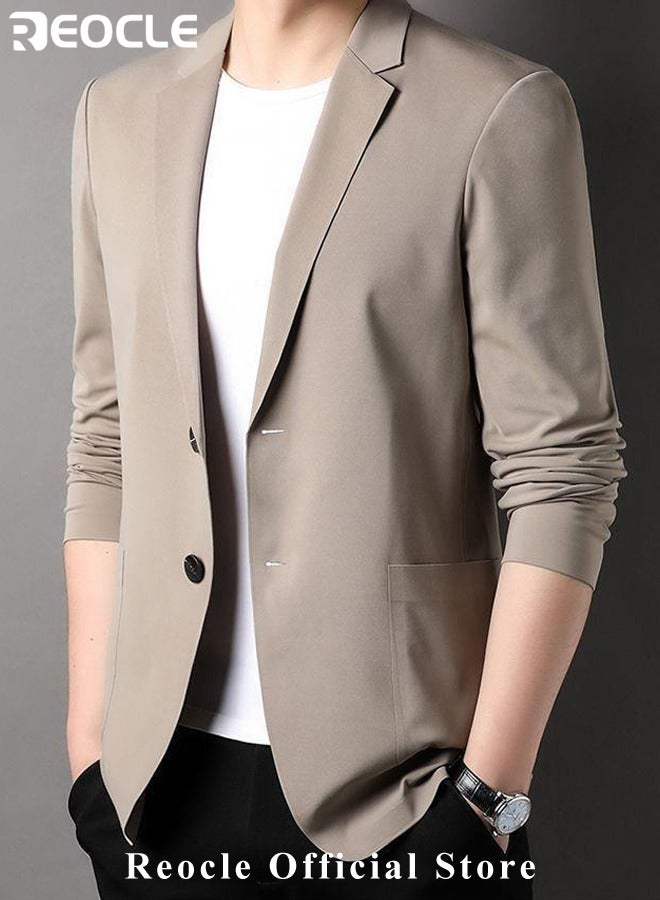 Men's Casual Knit Blazer Business Suit Jacket Slim Fit 2 Button Lightweight Unlined Sport Coat Long-Sleeve Classic-fit Blazer