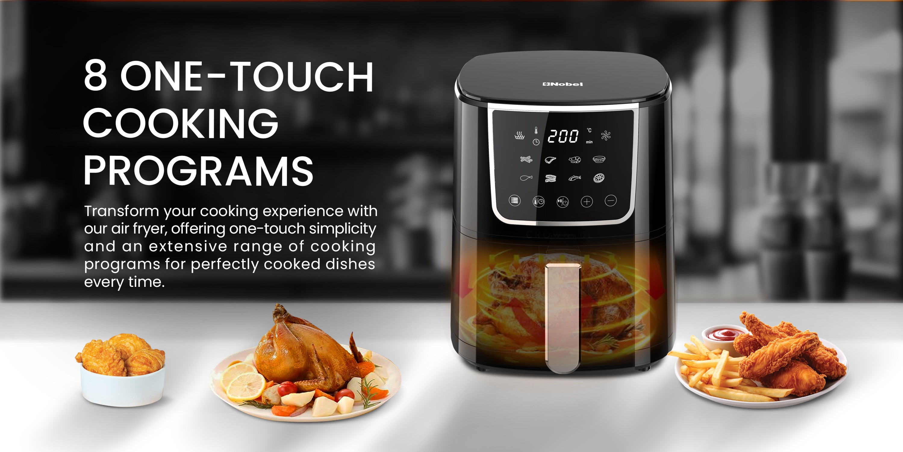 Air Fryer 4L Capacity, Multifunctional Fryer with Delay Function, Overheat Prevention, Digital Touch, 8 Preset Programs, High-Speed Air Circulation, Non-Stick 4 L 1400 W NAF600 Black