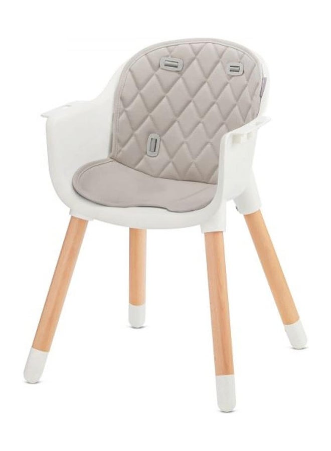 Highchair Sienna, Baby Chair, Ergonomic, Easy To Clean, Wooden Legs, Non - Slip Pads, Removable Tray, For Toddler, From 6 Month To 5 Years, Grey