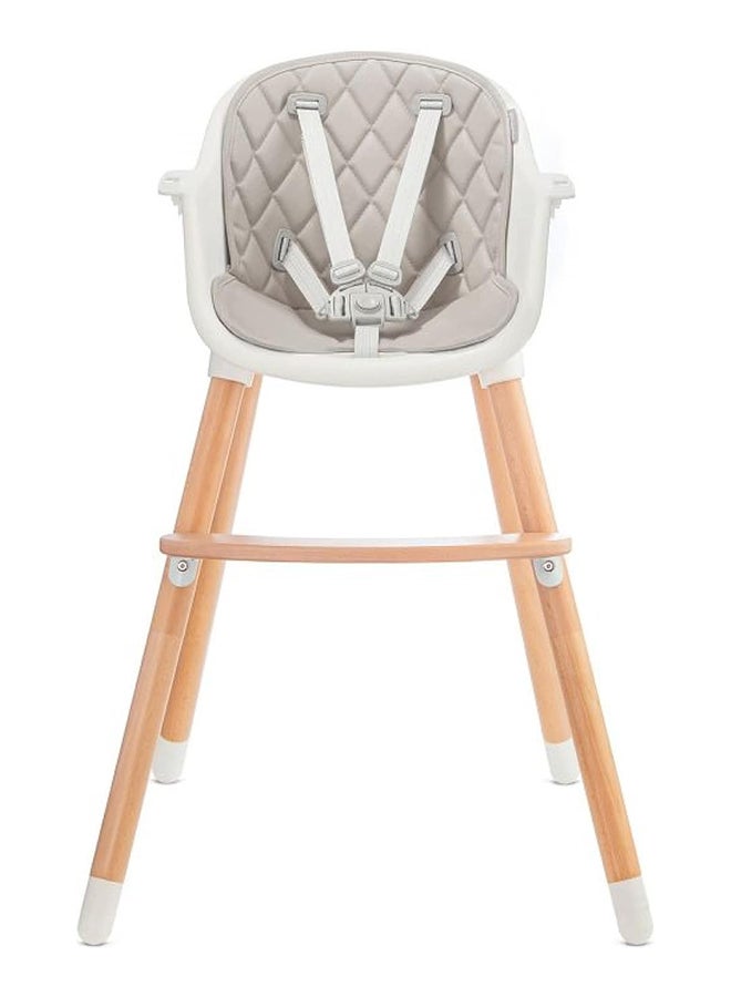 Highchair Sienna, Baby Chair, Ergonomic, Easy To Clean, Wooden Legs, Non - Slip Pads, Removable Tray, For Toddler, From 6 Month To 5 Years, Grey