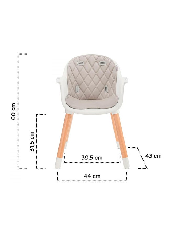 Highchair Sienna, Baby Chair, Ergonomic, Easy To Clean, Wooden Legs, Non - Slip Pads, Removable Tray, For Toddler, From 6 Month To 5 Years, Grey
