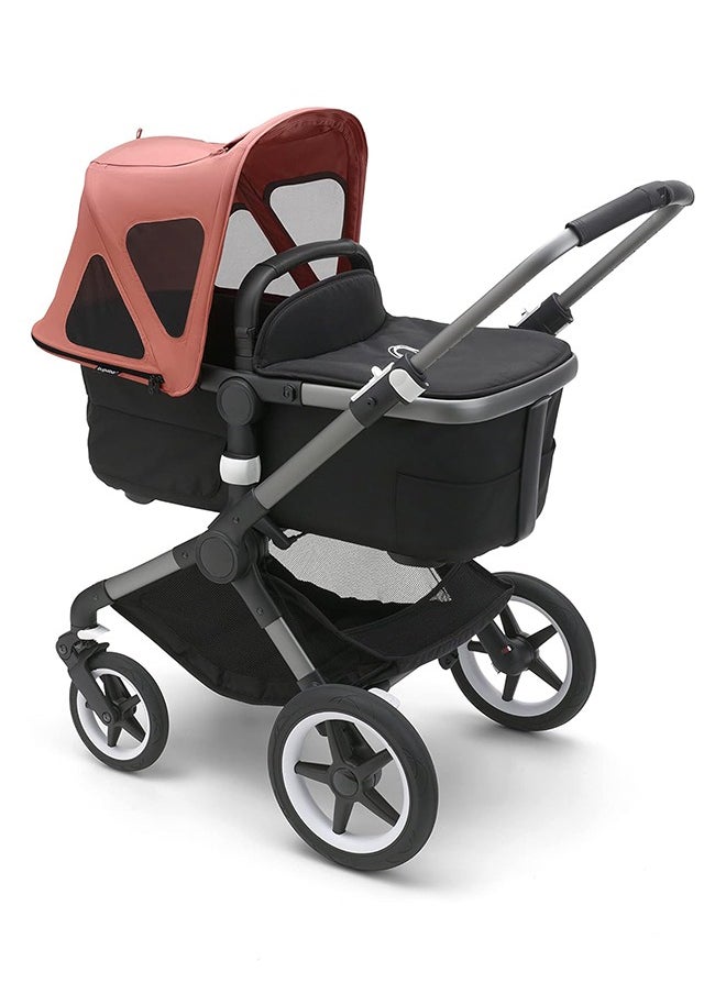 Donkey Breezy Sun Canopy Stroller Accessory With Upf 50+ Sun Protection And Ventilation Panels, Sunrise Red