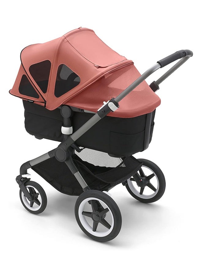 Donkey Breezy Sun Canopy Stroller Accessory With Upf 50+ Sun Protection And Ventilation Panels, Sunrise Red