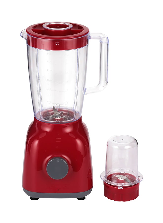 2-In-1 Juicer Blender Chopper Set 1.8 L OMSB2362N, 650W Powerful Motor With 2 Speed Setting And Pulse, Transparent And Unbreakable Jars With Stainless Steel Blade, Grinder Attachment 1.8 L 650 W OMSB2362N Red