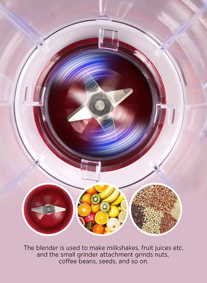 2-In-1 Juicer Blender Chopper Set 1.8 L OMSB2362N, 650W Powerful Motor With 2 Speed Setting And Pulse, Transparent And Unbreakable Jars With Stainless Steel Blade, Grinder Attachment 1.8 L 650 W OMSB2362N Red