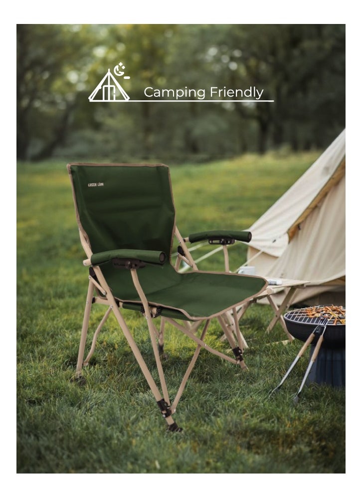 Outdoor Camping Chair with Carrying Bag Easy to Carry / Camp Friendly / Bottle Holding Pocket / Fabric Oxford 600D Material / 150KG Load Capacity / High Load Capacity / High Quality Material / Foldable Design / Reliable Structure / Durable / Enjoy Camping / Travel Chair  - Dark Green