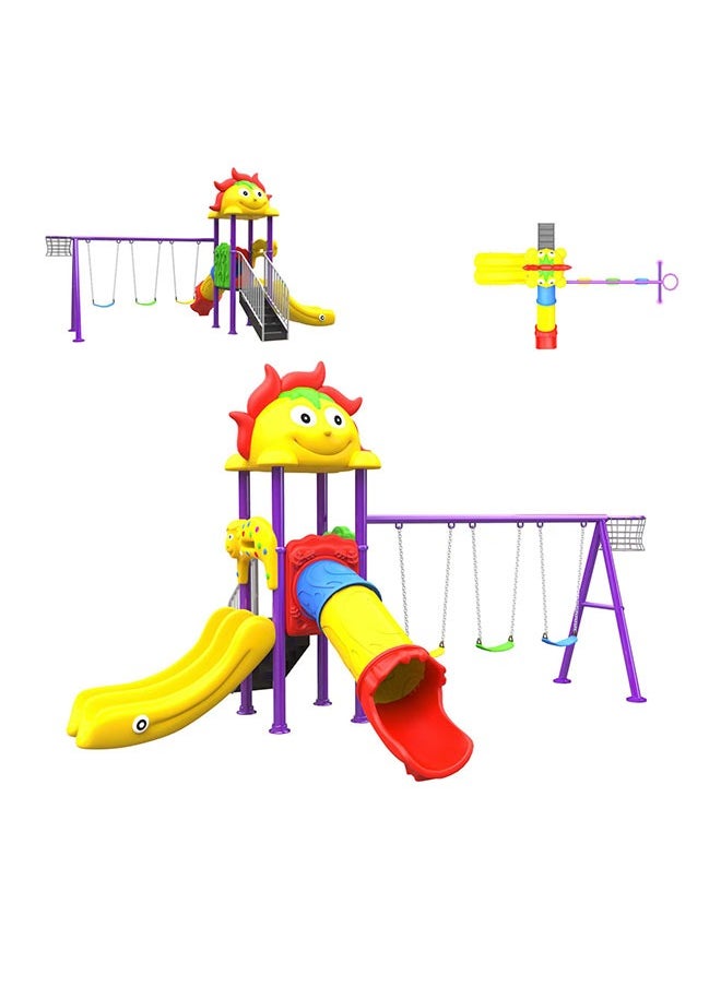 Outdoor Combination Children Climbing Swing Slide Playground Equipment With Basketball Hoop