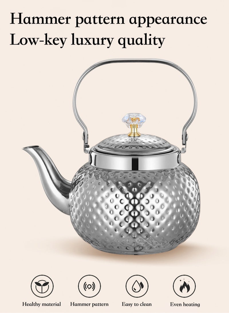 1.6L food grade stainless steel teapot is sturdy and durable, suitable for household and household items, and easy to enjoy the fun of brewing tea