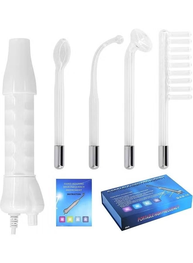 Portable Electrode High Frequency Facial Treatment Machine, Blemish and Spot Control, Skin Firming and Radiance, Wrinkle Reduction Skin Treatment Stick, Comes with 4 Different Tubes