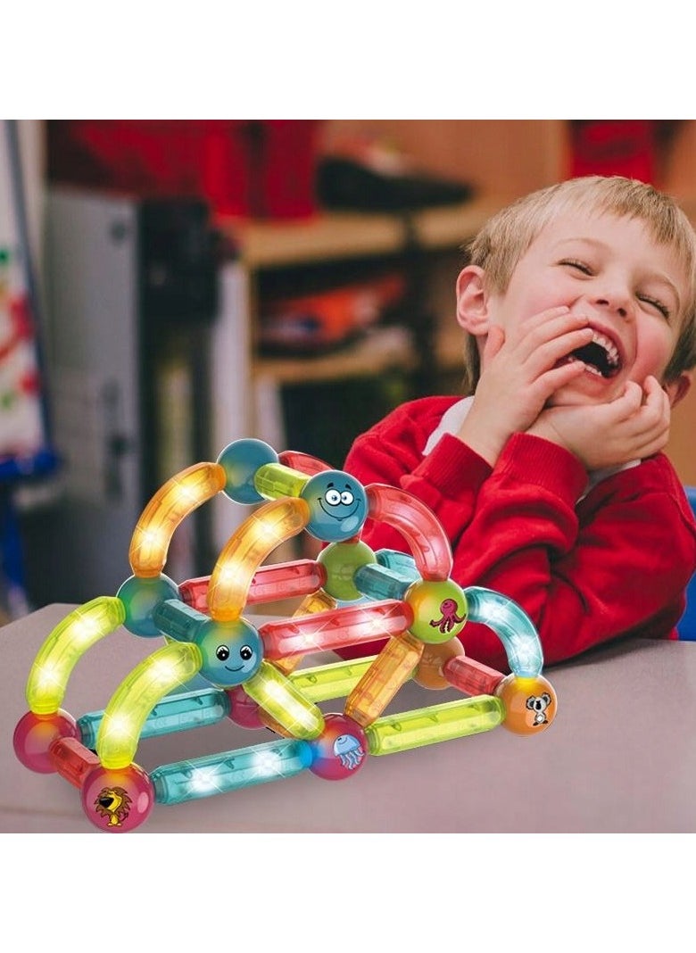 52 PCS Magnetic Building Blocks & Tiles Construction Set - Educational Learning Kit with 3D Building Sticks, Creative Blocks, Creative STEM Blocks for Kids 3+ Years and Adults