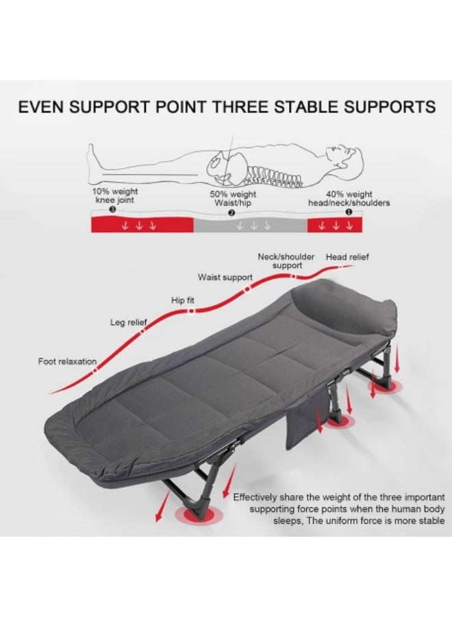 Camping Cot Folding, Portable Fold Up Bed, Camping Cot with Mattress, Comfortable and Breathable Camping Beds for Adults, Outdoor Cot Bed for Traveling, 200*64*32cm