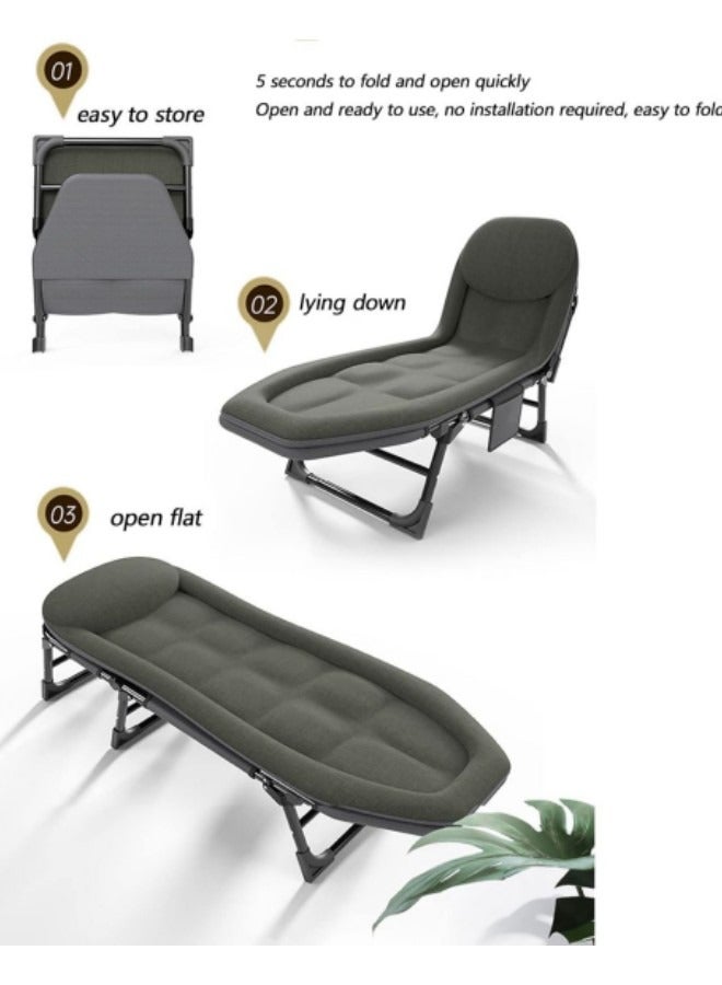 Camping Cot Folding, Portable Fold Up Bed, Camping Cot with Mattress, Comfortable and Breathable Camping Beds for Adults, Outdoor Cot Bed for Traveling, 200*64*32cm