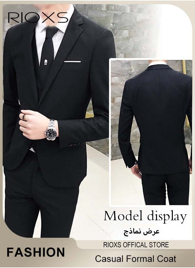 Men's Formal Blazer, One Button Classic Blazer Jackets, Slim Fit Suit Jacket with Full Polyester Lining, Made of Smooth Soft Non-deformable Materials, Perfect for Everyday, Business, Office, Dating, Parties and Wedding