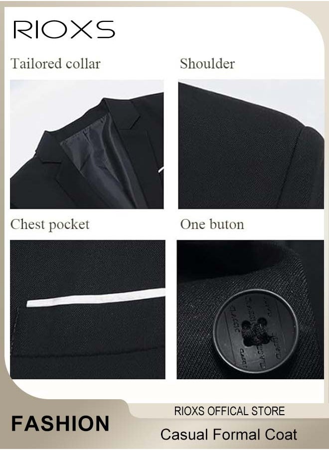 Men's Formal Blazer, One Button Classic Blazer Jackets, Slim Fit Suit Jacket with Full Polyester Lining, Made of Smooth Soft Non-deformable Materials, Perfect for Everyday, Business, Office, Dating, Parties and Wedding