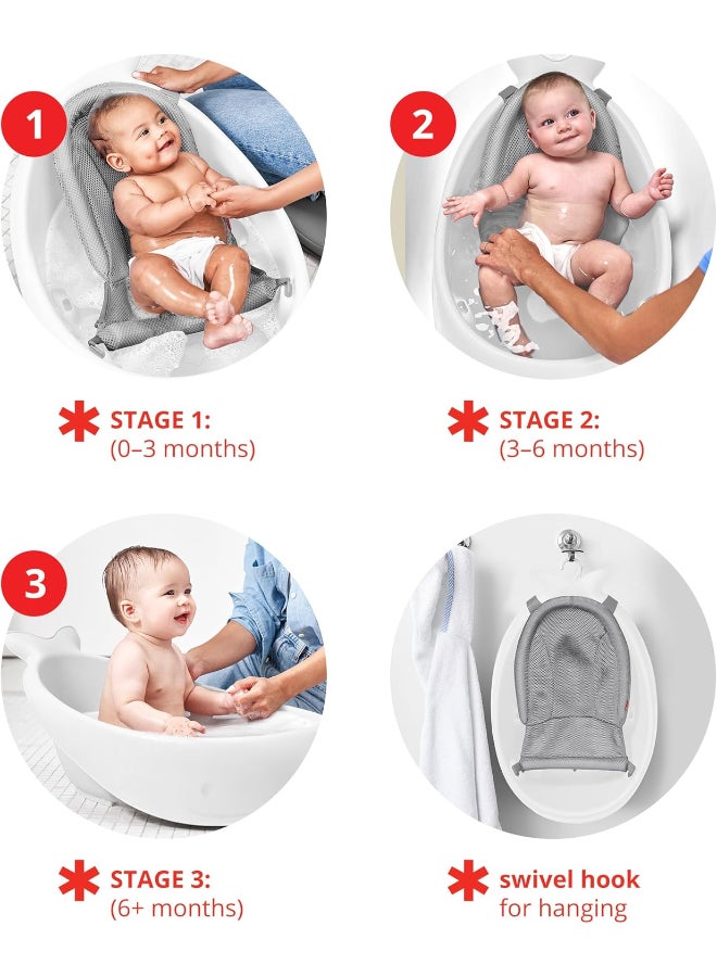Bath Tubmoby Smart Sling 3 - Stage Tub, Pvc - Free, Phthalate - Free, Non Slip Bath Tub For New Born With Drain Plug, Birth To 11Kg - White Colour
