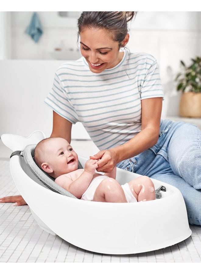 Bath Tubmoby Smart Sling 3 - Stage Tub, Pvc - Free, Phthalate - Free, Non Slip Bath Tub For New Born With Drain Plug, Birth To 11Kg - White Colour