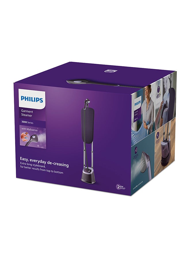 Philips Stand Steamer with XL StyleBoard 3000 Series - MyEssence Fragrance Infuser, 40g/min Continuous Steam, Pointed Steam Plate Tip, 5 Steam Settings 2 L 2000 W STE3180/30 Puple/Silver