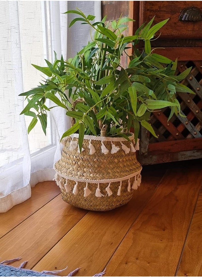 Medium Macrame Wicker Storage Basket