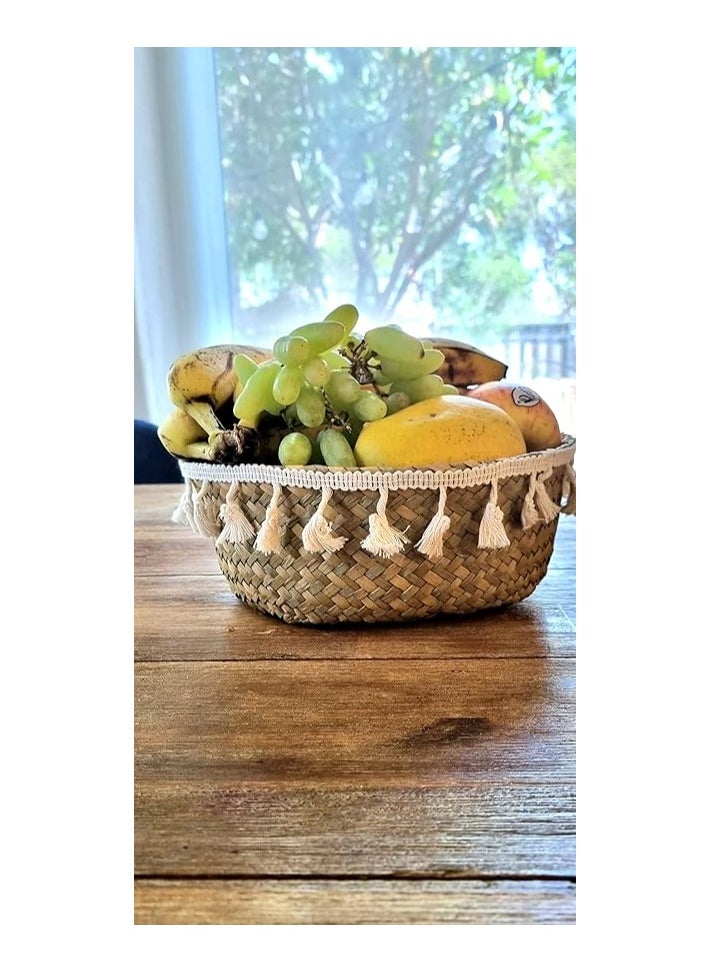 Medium Macrame Wicker Storage Basket