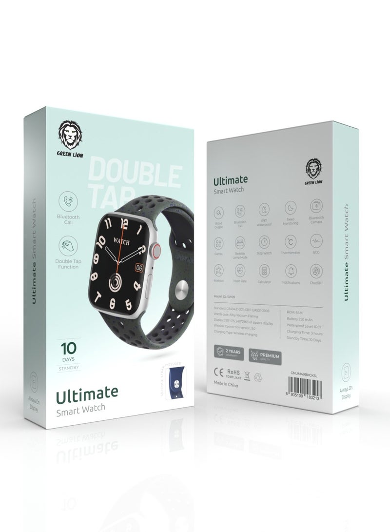 Ultimate Smart Watch / Bluetooth Call / Double Tap Function / Multiple NFC / Always on Display / 10 Days Standby / Blood Oxygen / Sleep Monitor / Games / Bedside Lamp mode / Heart Rate - Silver